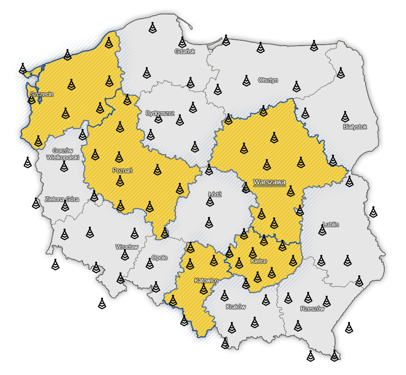 Mapa zasięgu sieci VRSNet.pl